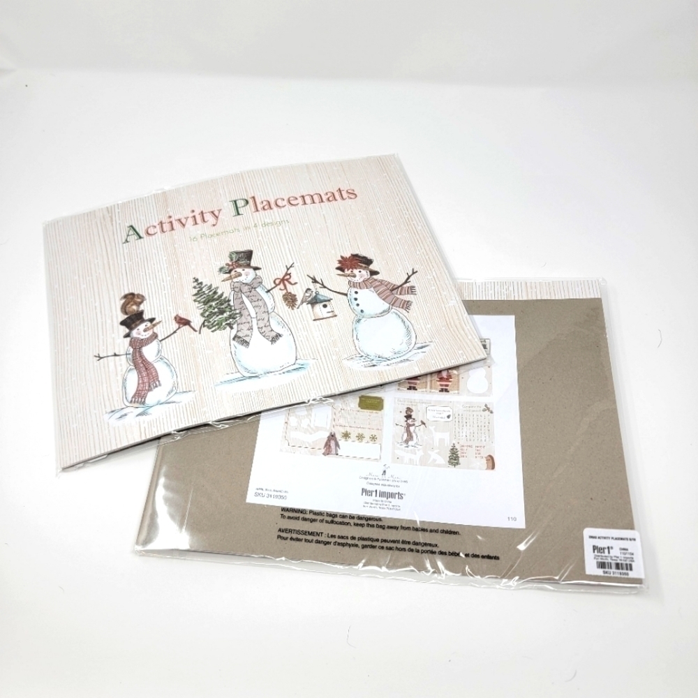 Christmas 2 sets Pier 1 activity placemats Xmas 16 mats 4 designs sealed T22